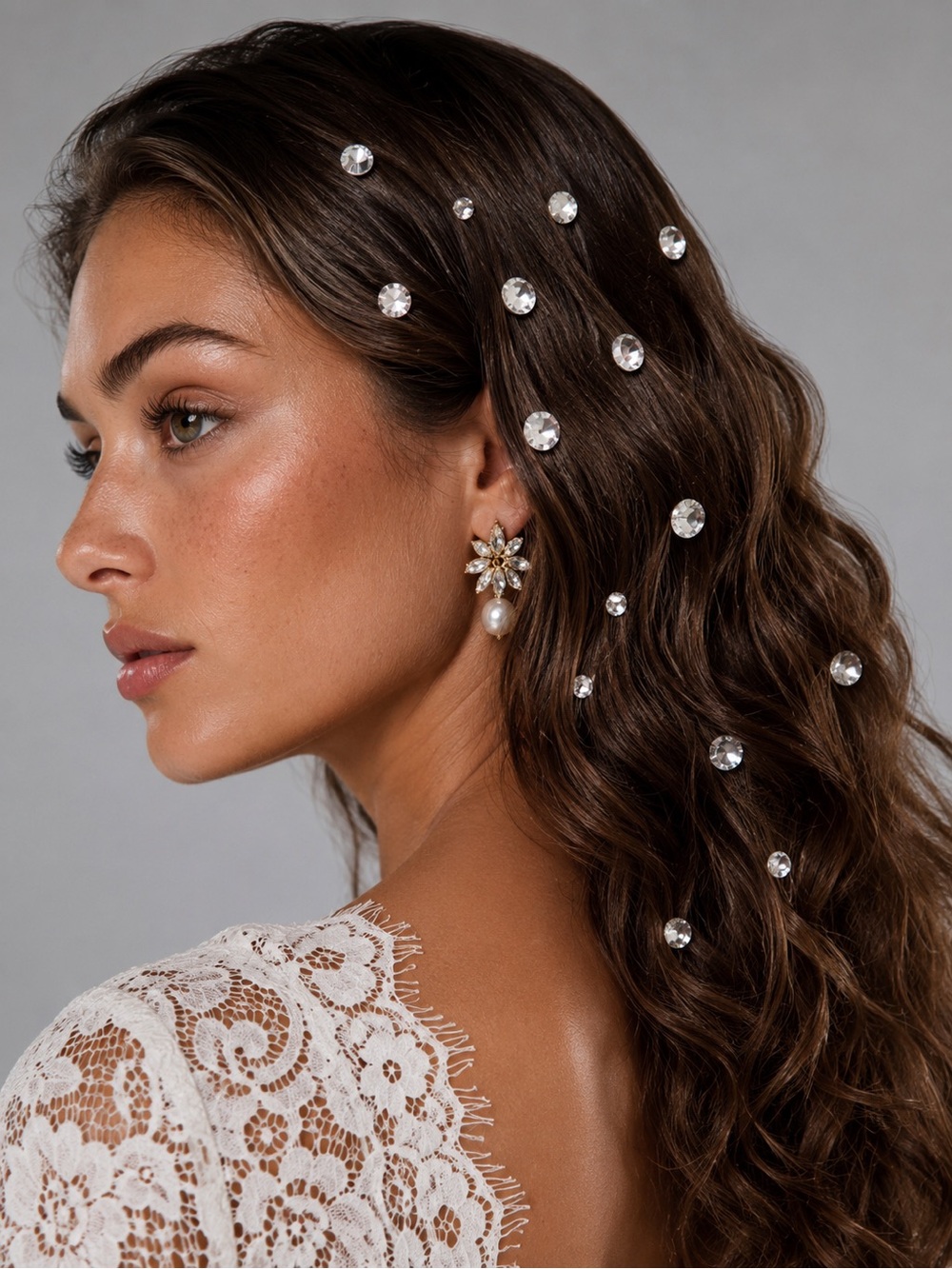 Clear Crystal Hair Jewel Set - Sparkling Accent Pins Magnet Set of 20 Bridal